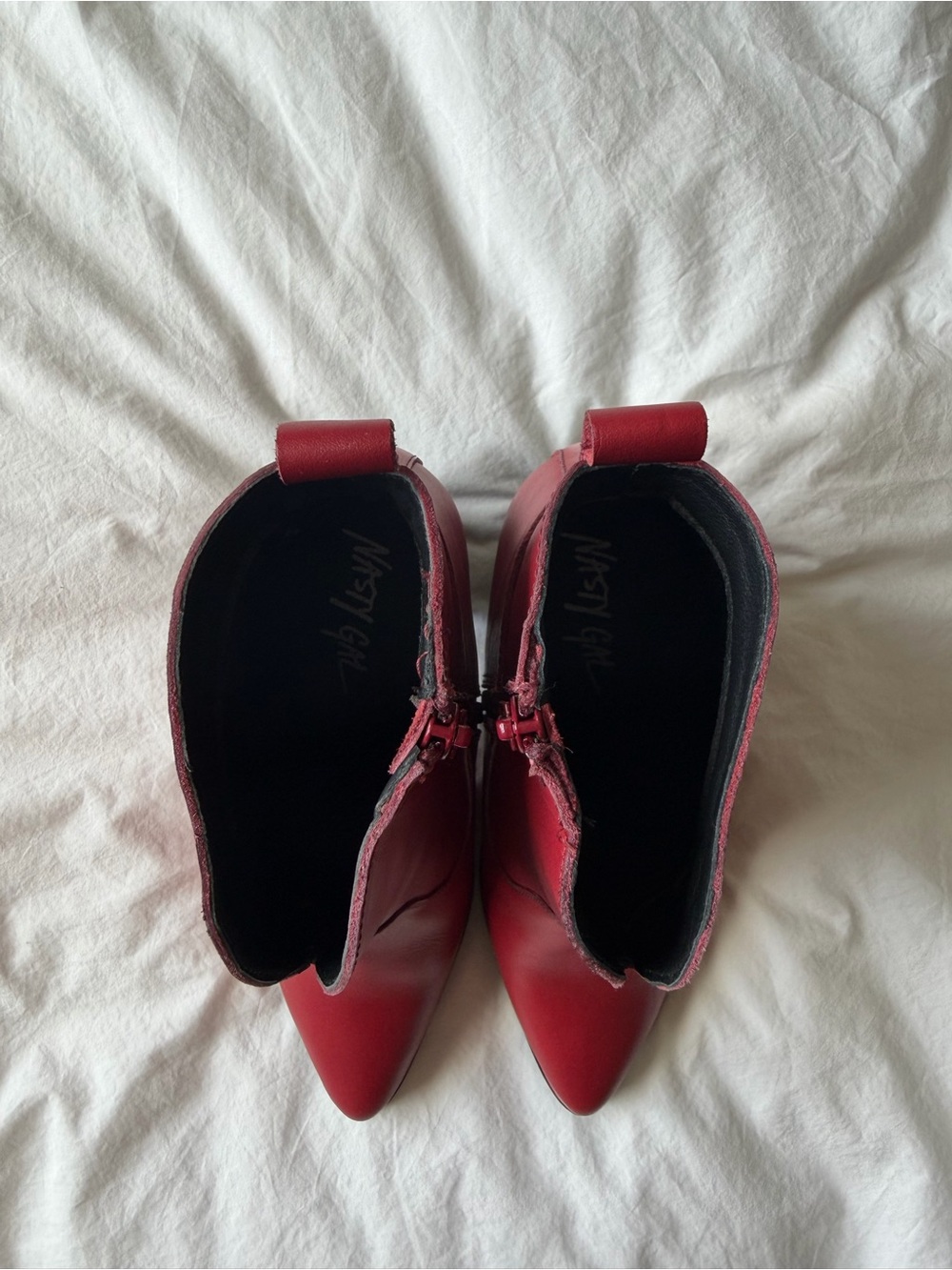 Nasty Gal Red Pointed Toe Ankle Boots with Block Heel - Picture 6 of 14